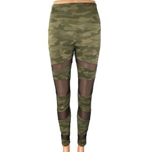 Onzie Green Camo Camouflage Mesh Activewear Fitness Workout Leggings Pants Sz S